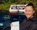 Laura  with Driving test pass certificate